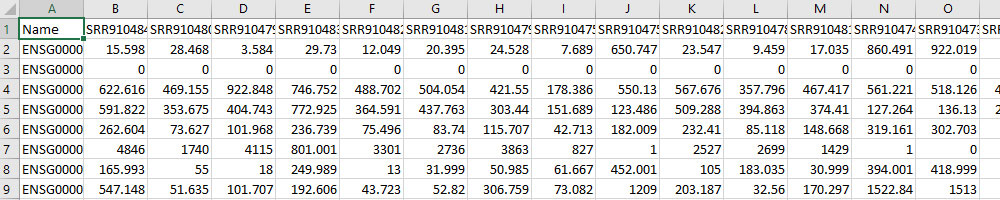 sample result output.