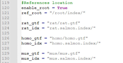 location of reference genes.