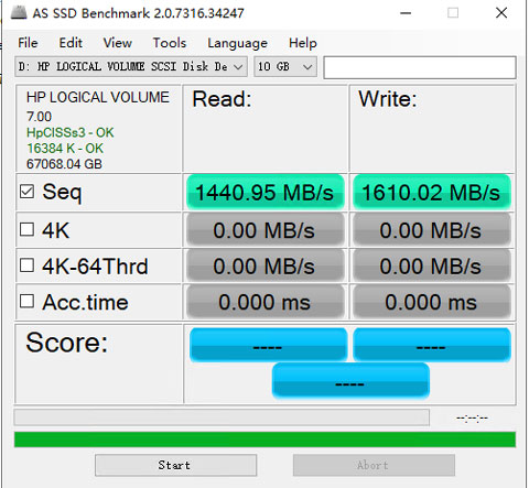 performance testing on the storage server