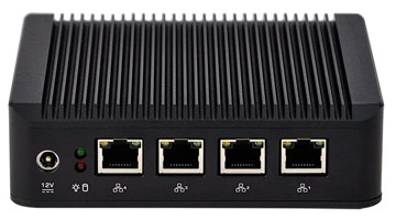 Industrial PC with quad RJ45 ports.